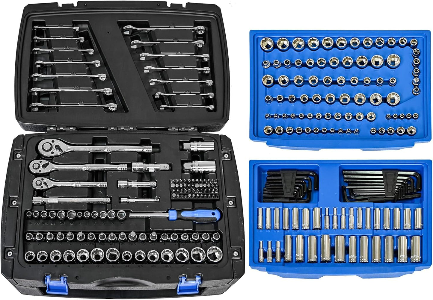 899PCS Tool Set, Household Tool Kit with Rolling Tool Box, Complete Tool Box Set Hand Tool Set with Tool Box, Mechanic Tool Set Rolling Tool Set for Home/Auto Repair Tool Set (Black)