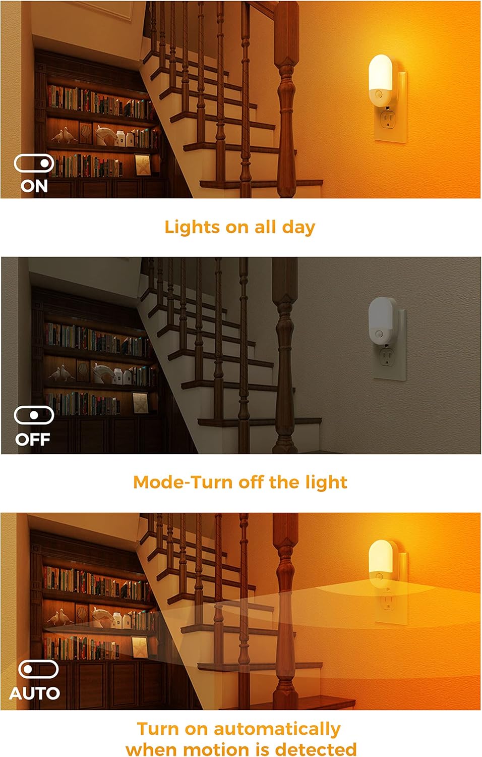 L LOHAS LED Motion Sensor Night Light, 2Pack, Motion Activated Night Light, Night Lights Plug into Wall Motion Sensor, 3000K Warm White, Adjustable Brightness 30/60LM, for Kids Adults Bathroom Bedroom