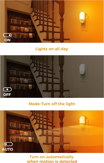 L LOHAS LED Motion Sensor Night Light, 2Pack, Motion Activated Night Light, Night Lights Plug into Wall Motion Sensor, 3000K Warm White, Adjustable Brightness 30/60LM, for Kids Adults Bathroom Bedroom