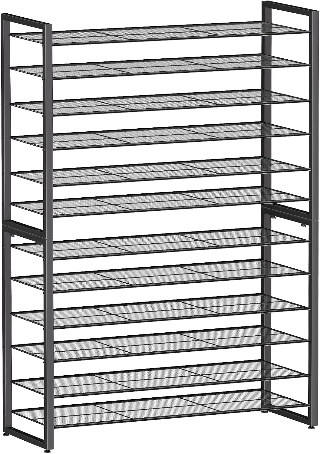 Simple Trending Tall Shoe Rack Storage Holds 40 Pairs, 10 Tier Shoe Organizer Shelf Large Capacity for Entryway Closet, Black