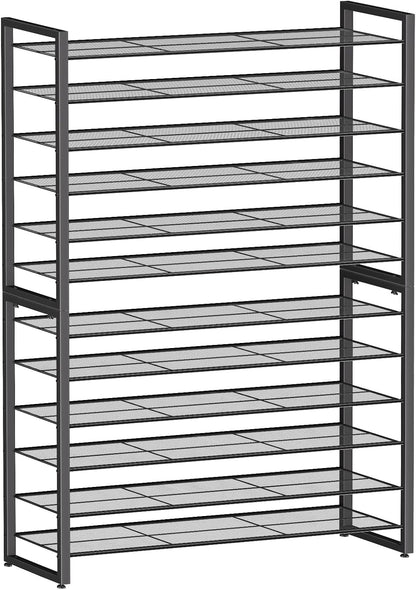 Simple Trending Tall Shoe Rack Storage Holds 40 Pairs, 10 Tier Shoe Organizer Shelf Large Capacity for Entryway Closet, Black