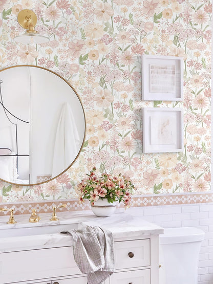 Heroad Boho Peel and Stick Wallpaper Beige Renter Friendly Wall Paper Peel and Stick Modern Contact Paper Neutral Geometric Wallpaper for Bedroom Bathroom Cabinets Decor Vinyl Waterproof 17.3"x78.7"