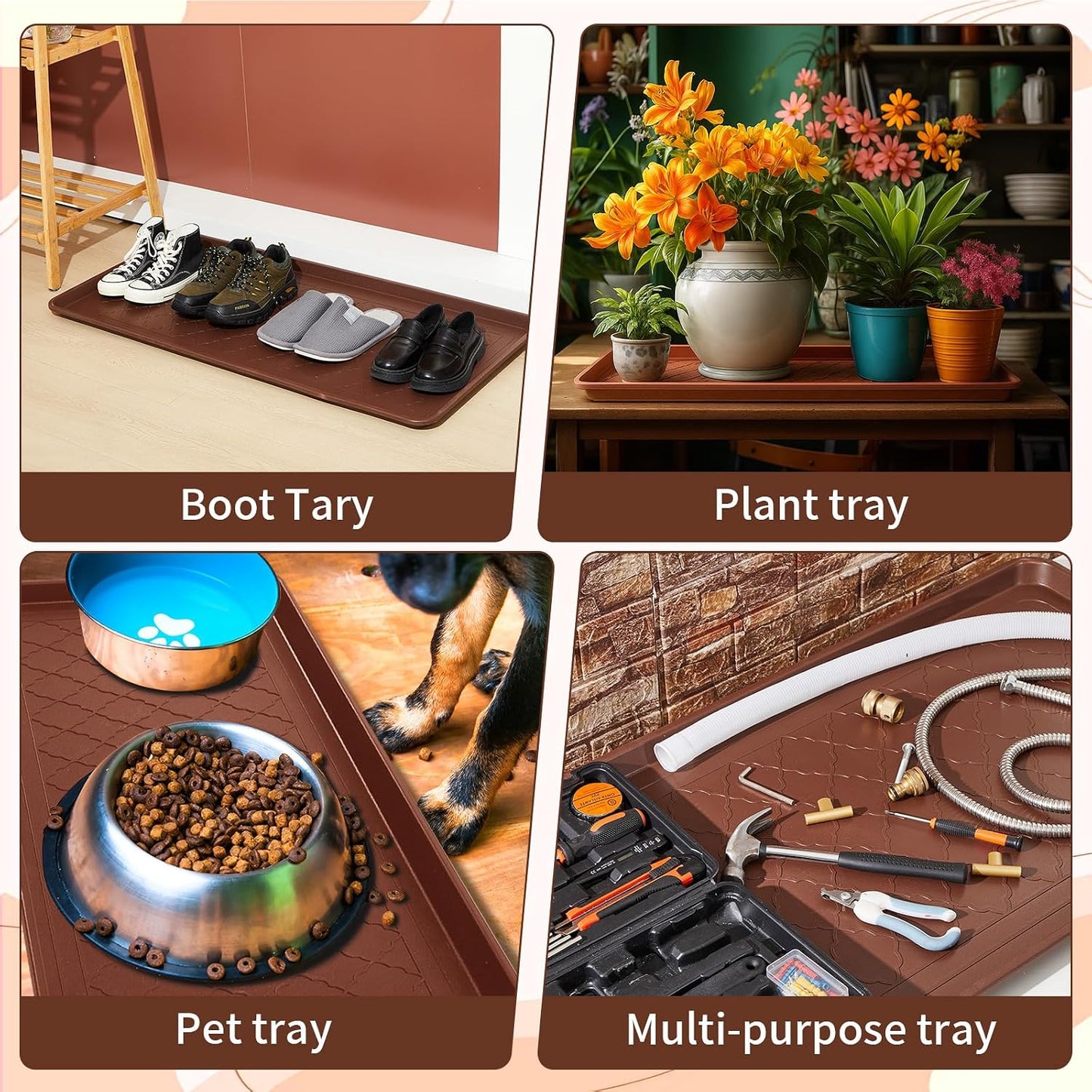 Geelin 3 Pack Extra Large Boot Tray 40"x20" Long Shoe Mats Boot Storage with Raised Edge Waterproof Plastic Wet Shoe Tray for Entryway Floor Indoor Outdoor Mudroom Multi Use(Black)