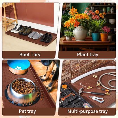 Geelin 3 Pack Extra Large Boot Tray 40"x20" Long Shoe Mats Boot Storage with Raised Edge Waterproof Plastic Wet Shoe Tray for Entryway Floor Indoor Outdoor Mudroom Multi Use(Black)