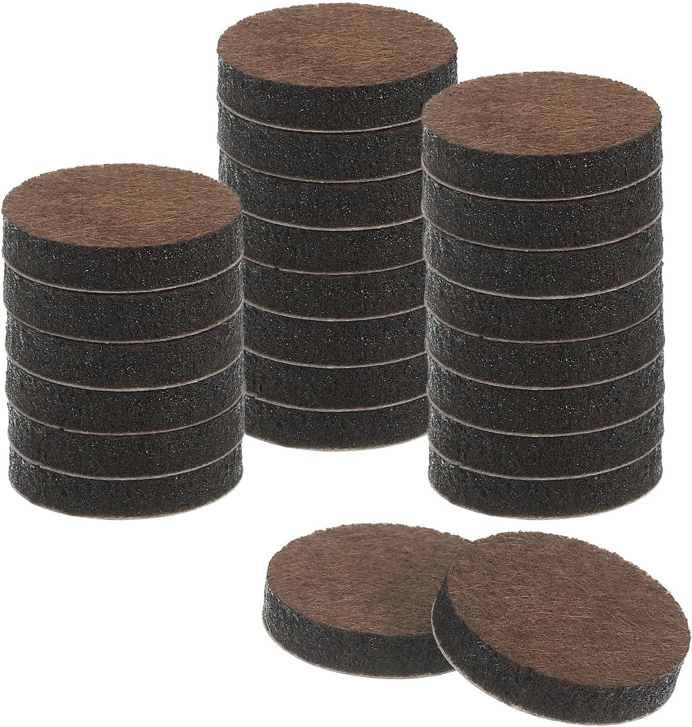 uxcell Furniture Pads, 24Pcs 1.25" - Round Self Adhesive Felt Furniture Pads, Floor Protectors for Furniture Feet Chairs Legs Hardwood Floors (Brown)