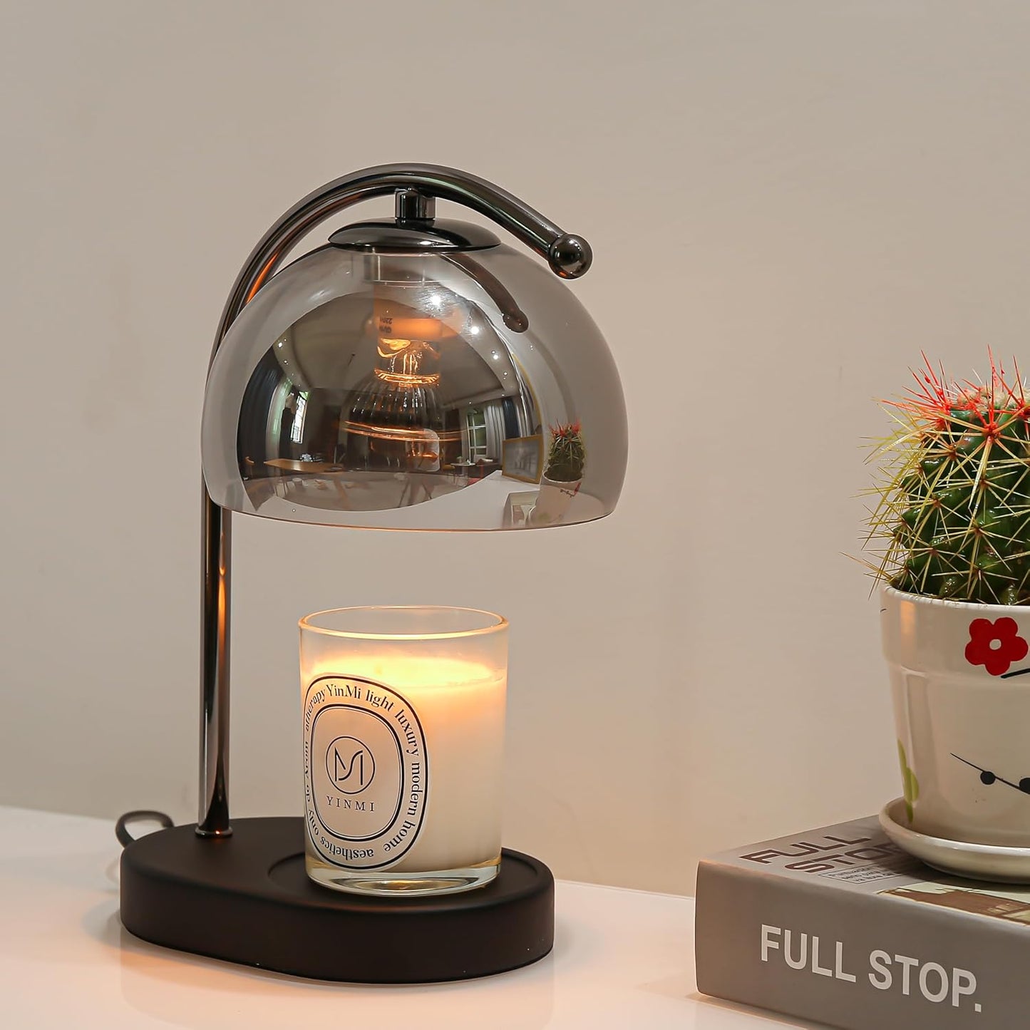 FCTWAKS Mid Century Orange Glass Candle Warmer Lamp with Timer & Dimmer, Mothers Day Birthday Gifts for Women Mom, House Warming Gifts New Home, Wax Warmer Lamp for Bedroom Decor with 2 Bulbs