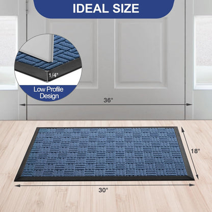 Mibao Front Door Mat, Heavy Duty Durable Welcome Mat for Outdoor Indoor, Dirt Trapper Waterproof Super Absorbent Door Mat for Entryway Outside Patio Porch, 29.5" x 17", Grey