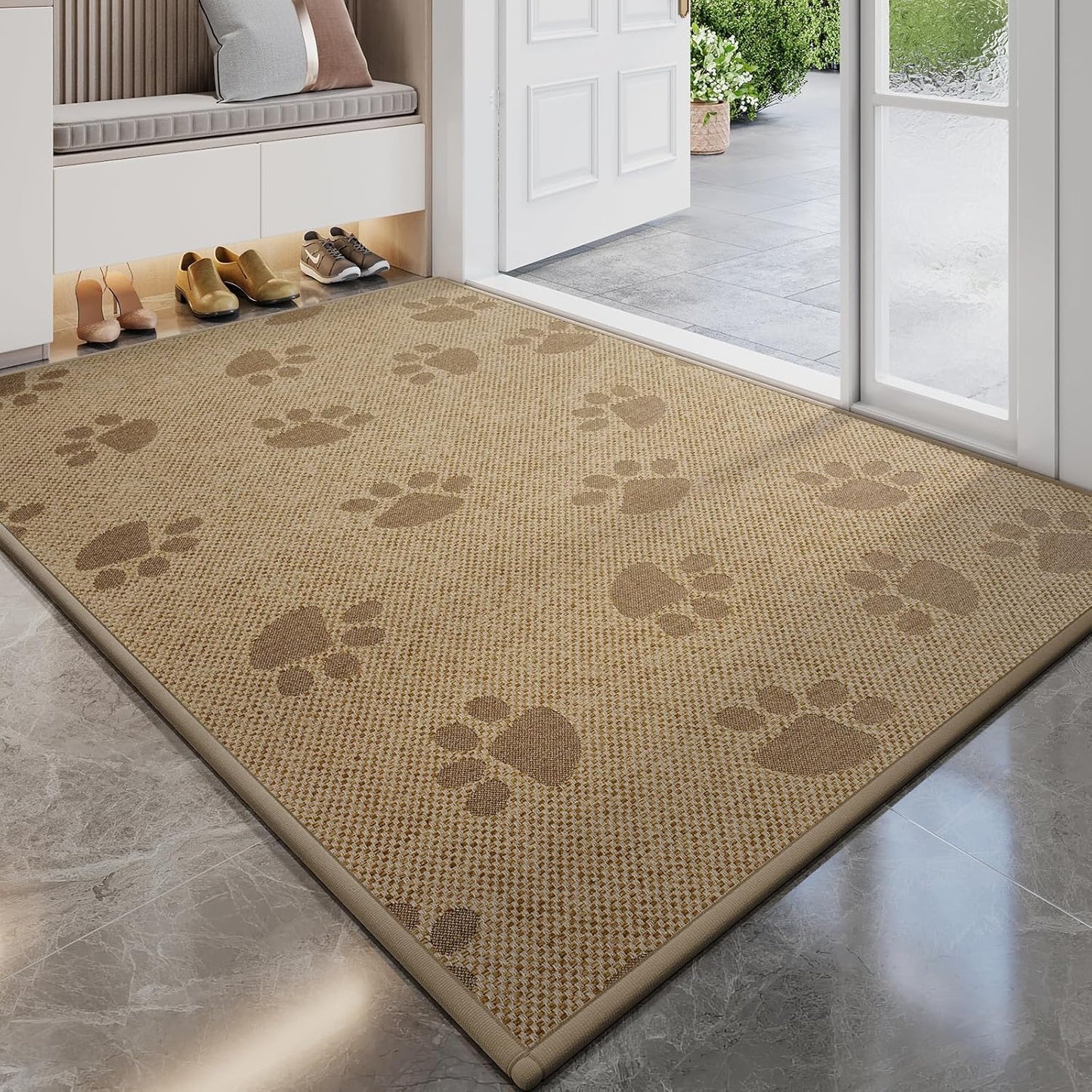 Door Mat 17"x30",Door Mat Indoor Entrance Dirt Resistant and Absorbent Non-Slip Rubber Backing Front Door Mats Washable Low-Profile Indoor Mats for Entryway, Inside Entrance Easy Clean Gray