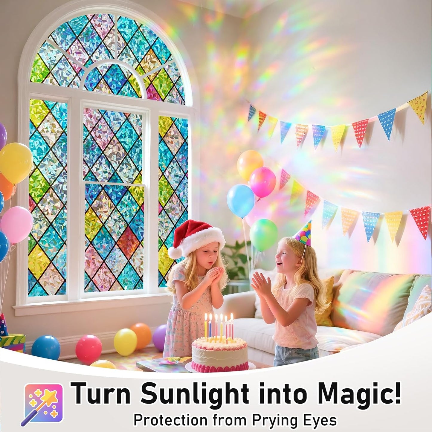 SUNBABY Reeded Glass Window Privacy Film, Frosted Glass Window Film for Bathroom & Front Door, Static Cling Decorative 3D Window Stickers Day and Night Privacy Sun Heat Blocking (17.5 x 78.7 Inch)