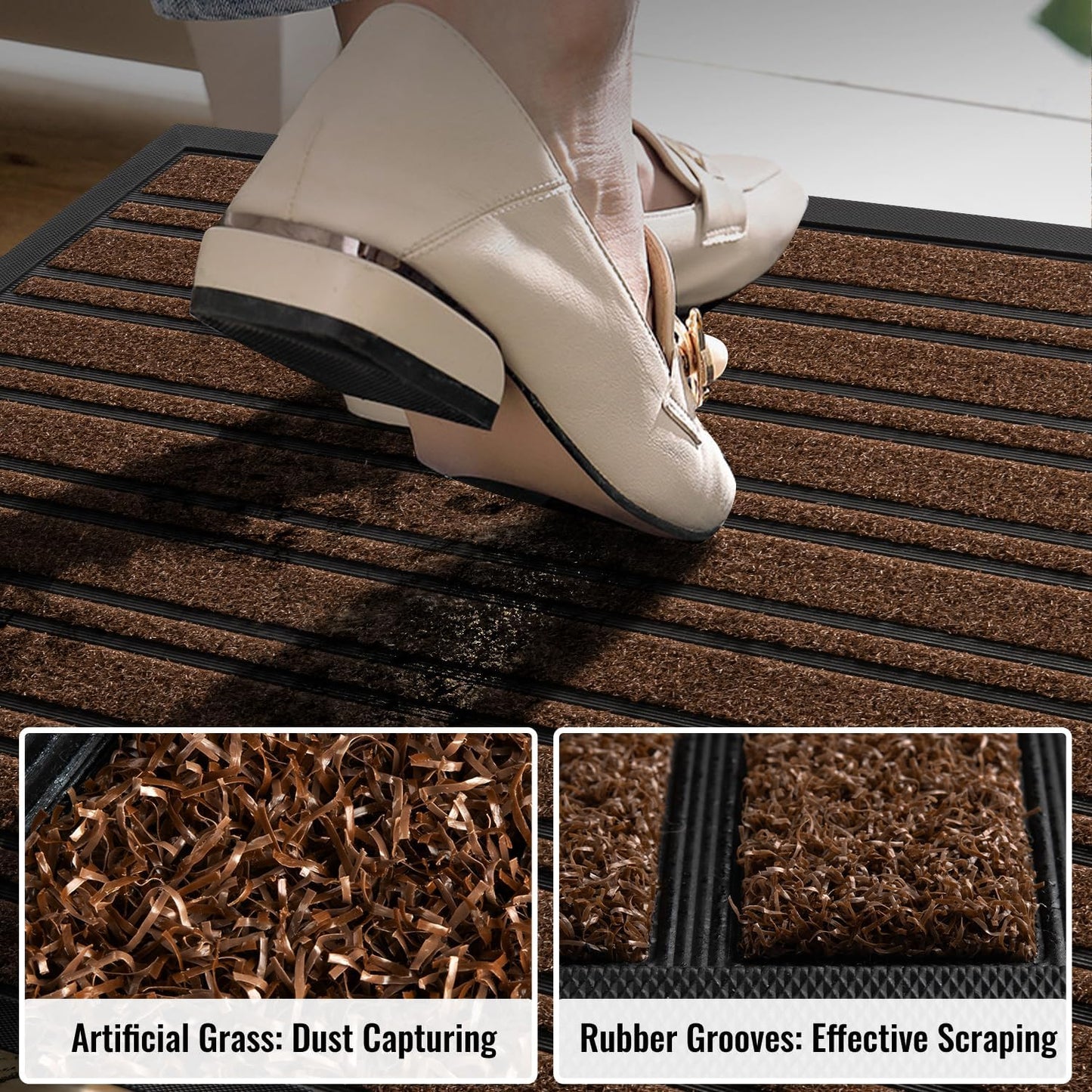 BEHERO Door Mat Outdoor Entrance, 30.5"x17" Extra Durable Front Door Mat Outside, Heavy Duty Welcome Mat for Outside Entry, Back Door Mats Non Slip, Waterproof All-Season Doormats, Yellow