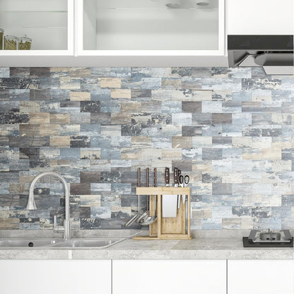DICOFUN 10-Sheet Polished White Thick PVC Peel and Stick Backsplash, Ceramic Look Subway Tile White Kitchen Backsplash Peel and Stick Wall Tiles