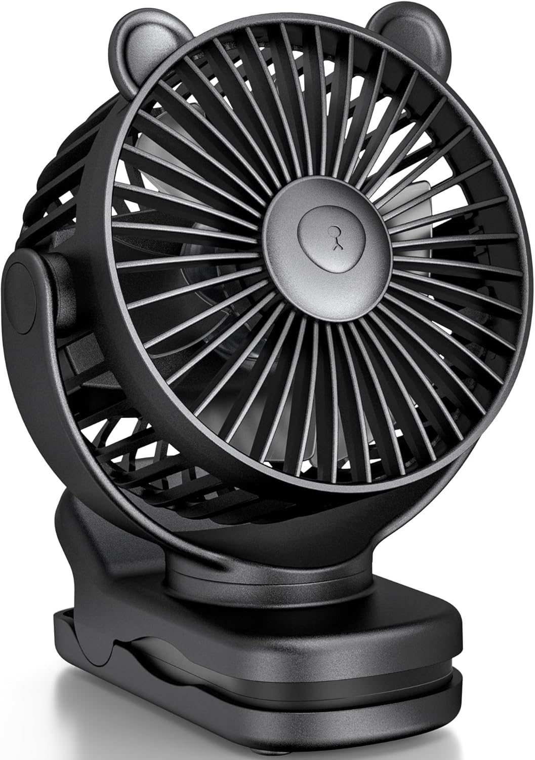 KIDEE Portable Clip on Fan, Small Desk Fan Battery Operated, 360° Rotation, Cute Design, 3 Speed, Mini Table Fan USB Rechargeable, Personal Cooling Baby Stroller Fan for Home Office Outdoor Travel