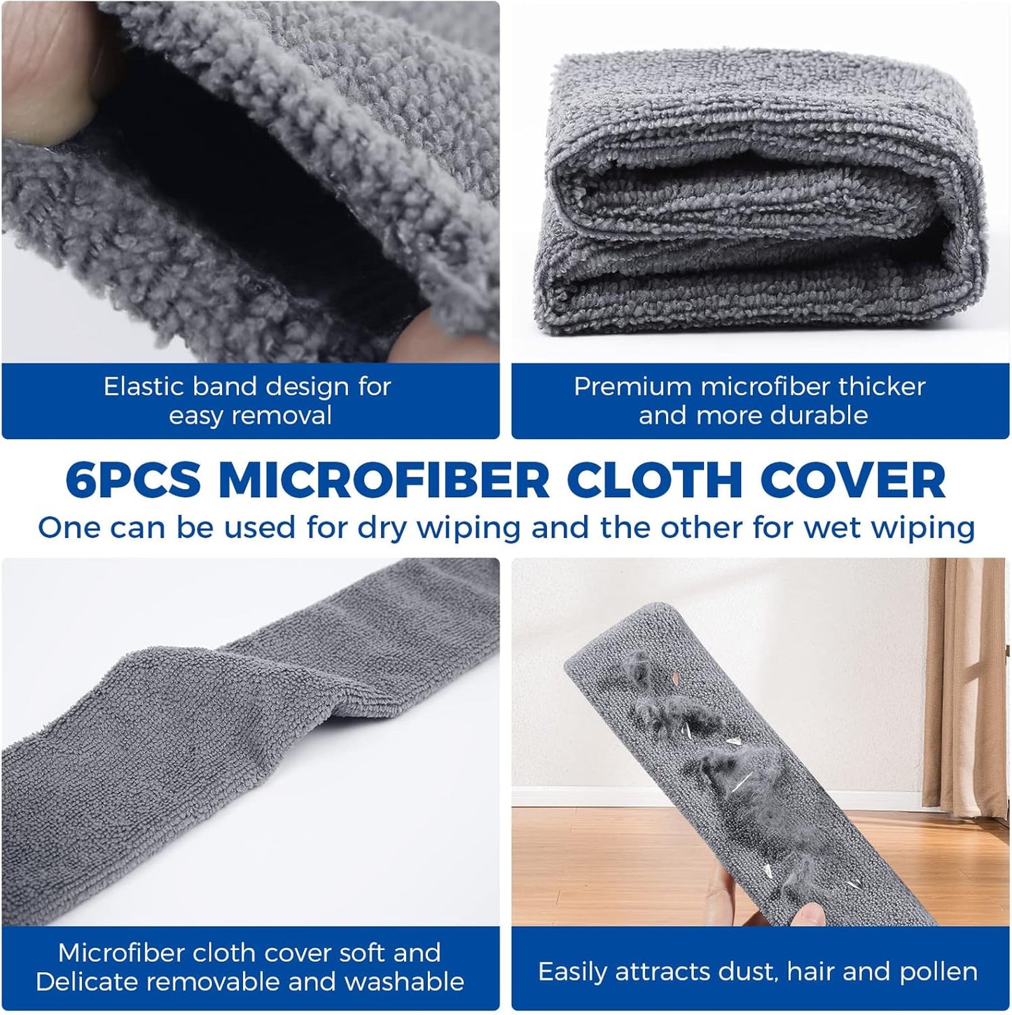 Retractable Gap Dust Cleaner Cleaning Tools with 2 Microfiber Dusting Cloths Long Handle 60inches Washable and Retractable Duster Brush for Cleaning Under Appliances Furniture Couch Fridge