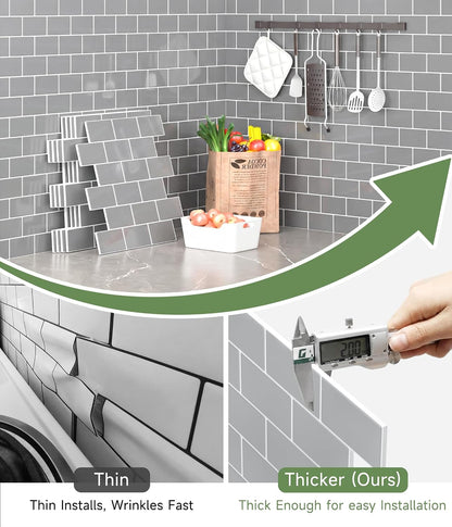 Yoillione Peel and Stick Backsplash for Kitchen: Self Adhesive Wall Tiles for Bathroom - Vinyl Thick Back Splash Tile (10, Light Coffee)