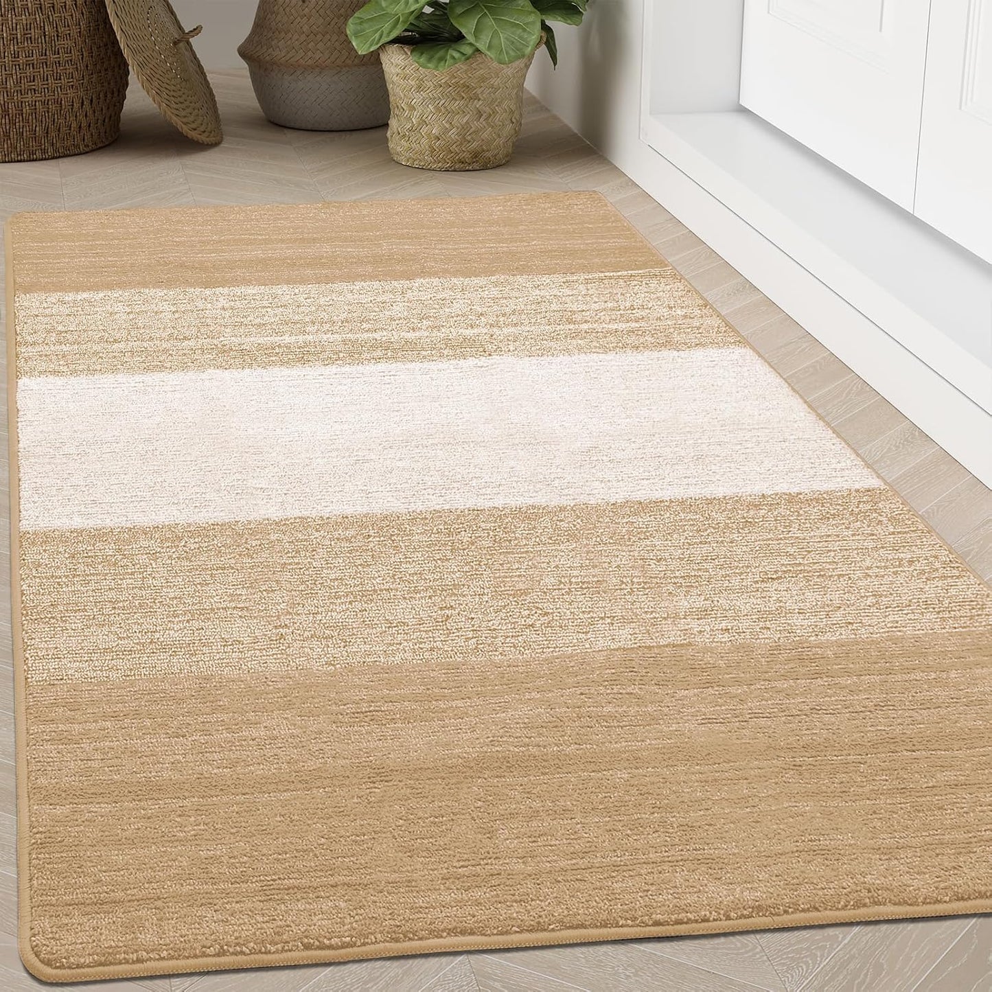 Kitinjoy Indoor Outdoor Door Mat, 32x20 Non-Slip Absorbent Dirt Trapper, Low-Profile Washable Inside Entrance Front Floor Mat, Sturdy Soft Entry Doormats for Entryway, Grey