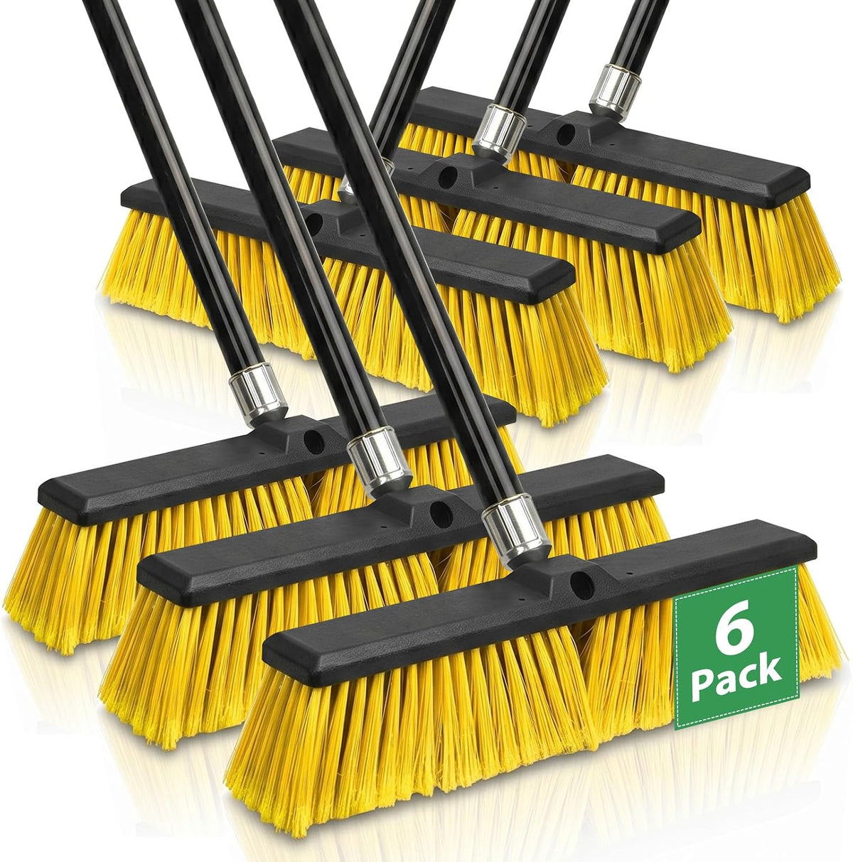 18" Push Broom Outdoor, Heavy Duty Broom with 62" Long Handle, Stiff Bristle Garage Broom for Patio Deck Driveway Concrete Floor Shop Warehouse Cleaning