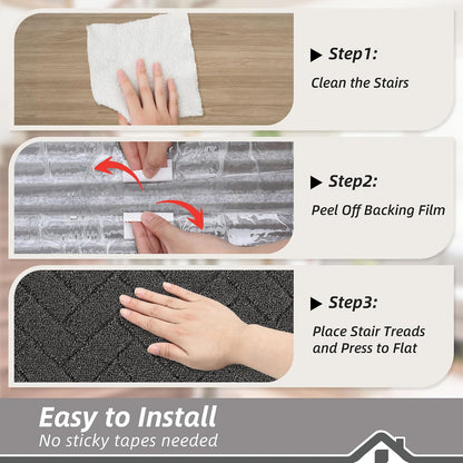 BEQHAUSE Stair Treads for Wooden Steps 28inX9in, Non Slip Carpet Stair Treads Indoor Stair Runners Machine Washable, Soft Stair Rugs Mat Surface Polyester TPE Backing, 4pcs, Charcoal