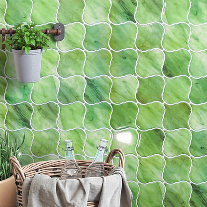 5 Sheets Peel and Stick Backsplash, Self Adhesive Wall Tiles, 3D Adhesive Tile Backsplash, 12"x12"Premium Self Adhesive Wall Tiles Peel and Stickfor Kitchen, Bathroom, RV(Spring Moss)