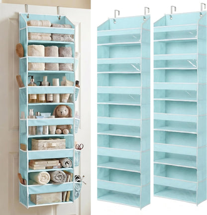 HOMELUX THEORY UPGRADED 6 Tiers Over The Door Organizer Hanging - 100D EXTRA THICK & 50lbs HUGE CAPACITY, 12 Side Mesh Pockets Over The Door Shoe Organizer, Hanging Closet Organizer (Ivory, 1pc)