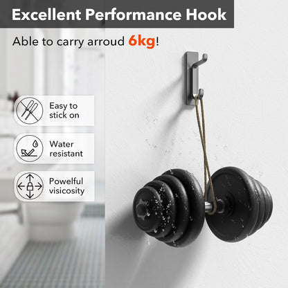 pickpiff Wall Hooks for Coat and Towel: 13LB Strong Adhesive Door Hanger Stick on, White 4 Pack