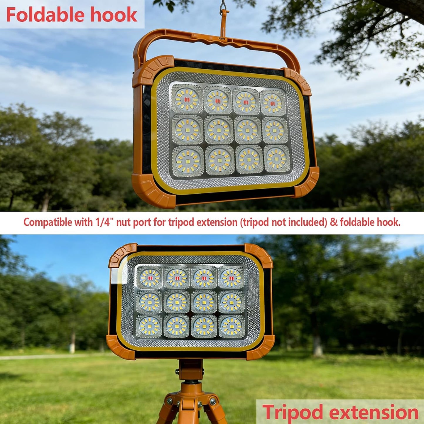 Portable LED Work Solar Light 100W 16500mAh 10000 LM with Stepless Brightness Job Site Battery Rechargeable LED Floor Light for Emergency Worklight for Hurricane