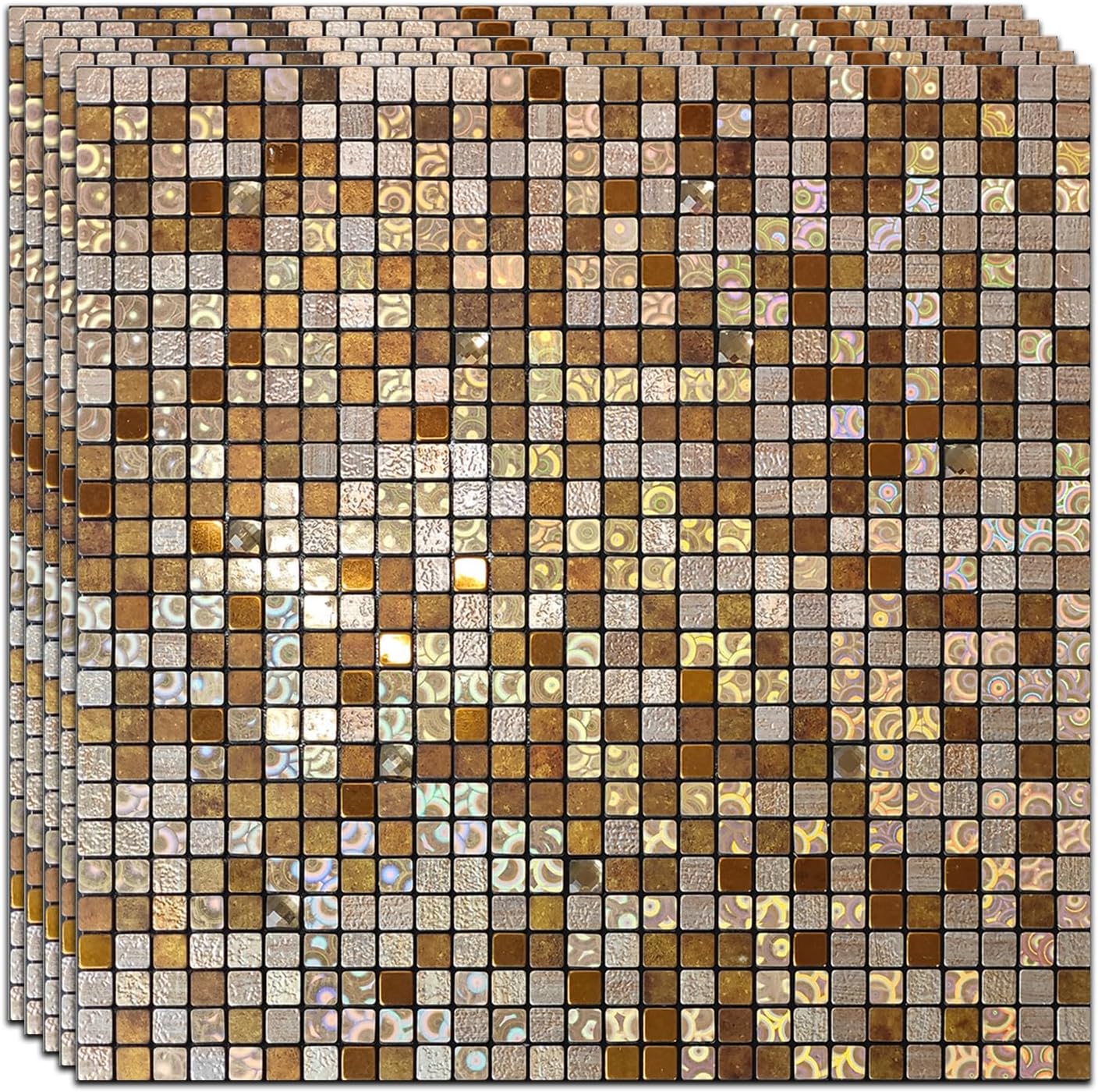 10 Sheets Peel and Stick Backsplash, Waterproof Mosaic Tile Self-Adhesive - Easy Cut to Size for Kitchen, Bathroom, Fireplace DIY Installation (10, Green+Blue Brushed)