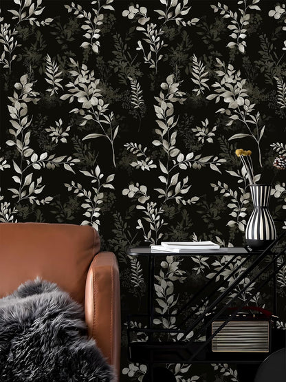 Floralplus Peel and Stick Wallpaper Boho Leaf Removable Wallpaper for Bathroom Renter Leaf Contact Paper for Locker Shelf Liner Vinyl Adhesive Wallpapers Wall Mural Decor 17.5 in x 118 in