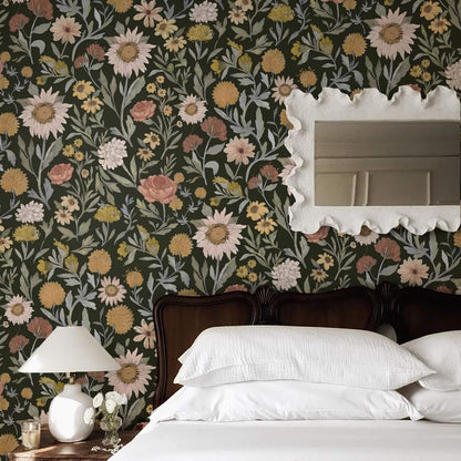 Dimoon 17.3''x78.7'' Peel and Stick Wallpaper Floral Cute Contact Paper Vintage Village Country Cottage Wallpaper Farmhouse Yellow Beige Renter Friendly Geometry Waterproof Embossed Kitchen Bedroom