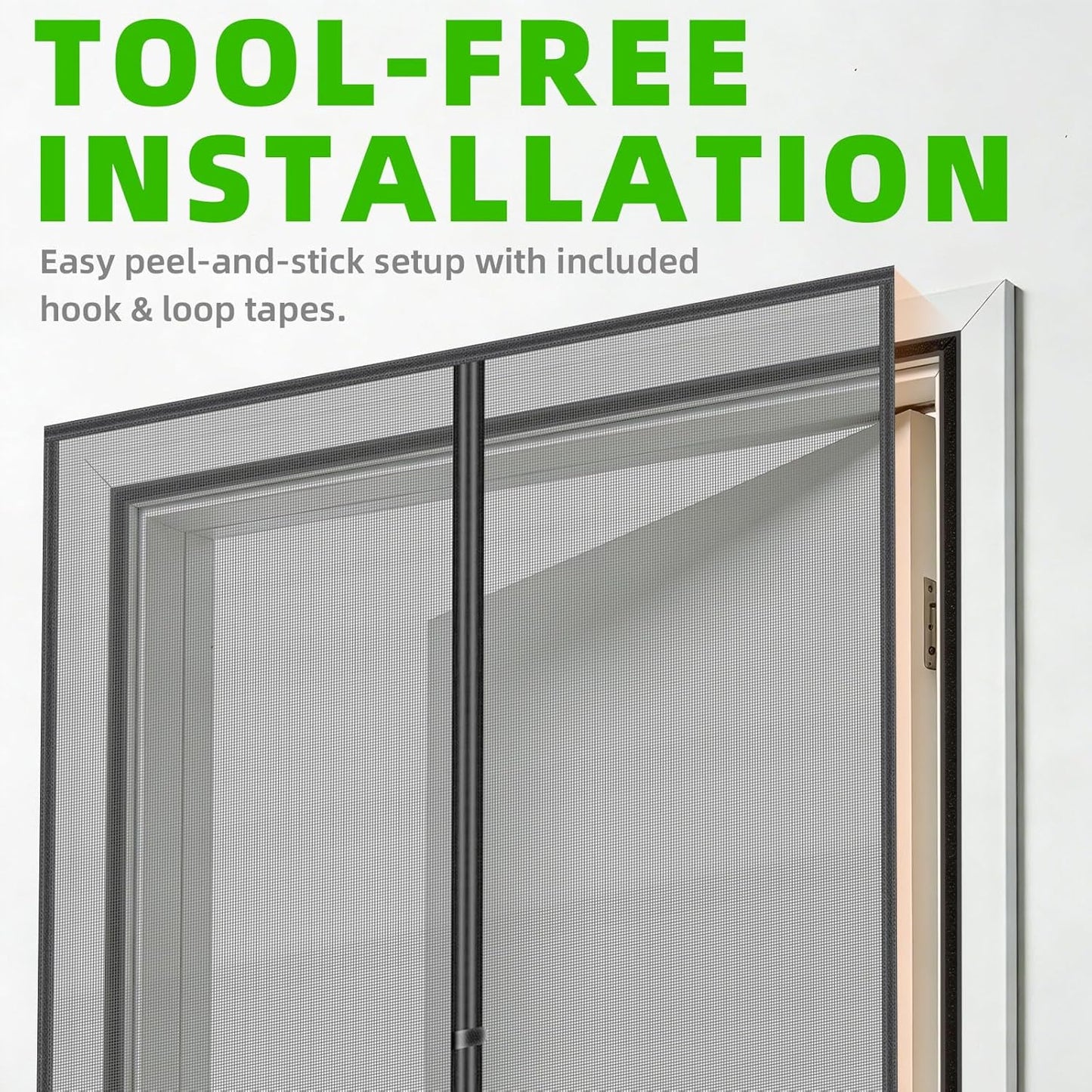 Magnetic Screen Door - 38"x83" Heavy Duty Mesh for Entry Front Back Patio Sliding Door, Self Sealing Hands Free, Bug Proof, Windproof Clips, No Drill Easy Install, Pet & Child Friendly, Black