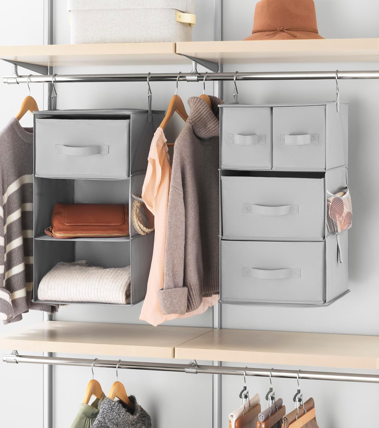 Whitmor 5 Section Closet Organizer - Hanging Shelves with Sturdy Metal Frame