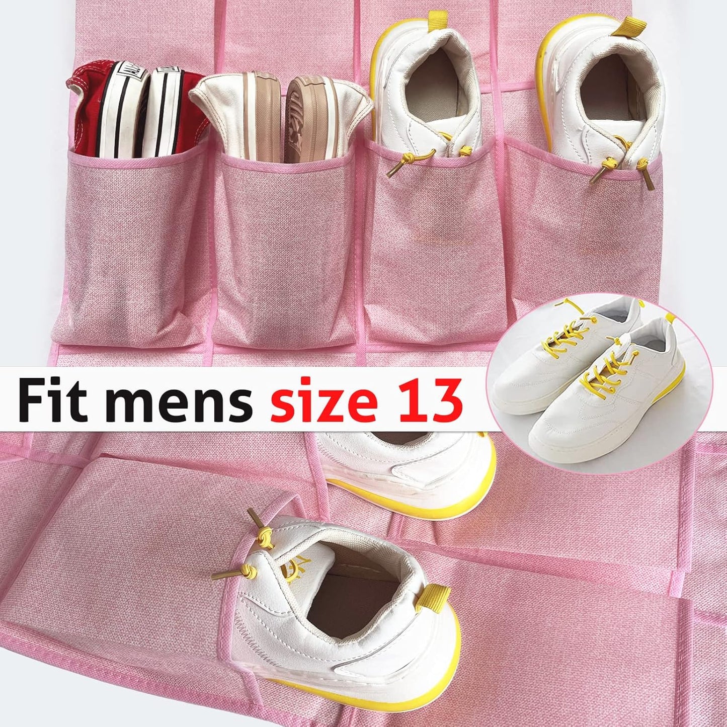 homyfort Over the Door Shoe Organizer, Hanging Shoe Rack Storage Holder with 24 Large Pockets for Closet Door, Men Women Kids Shoes, Cruise (Black)