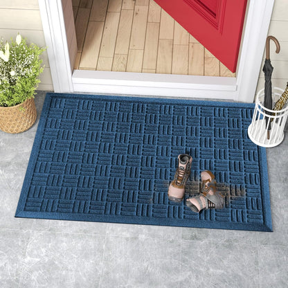 Mibao Front Door Mat, Heavy Duty Durable Welcome Mat for Outdoor Indoor, Dirt Trapper Waterproof Super Absorbent Door Mat for Entryway Outside Patio Porch, 29.5" x 17", Grey
