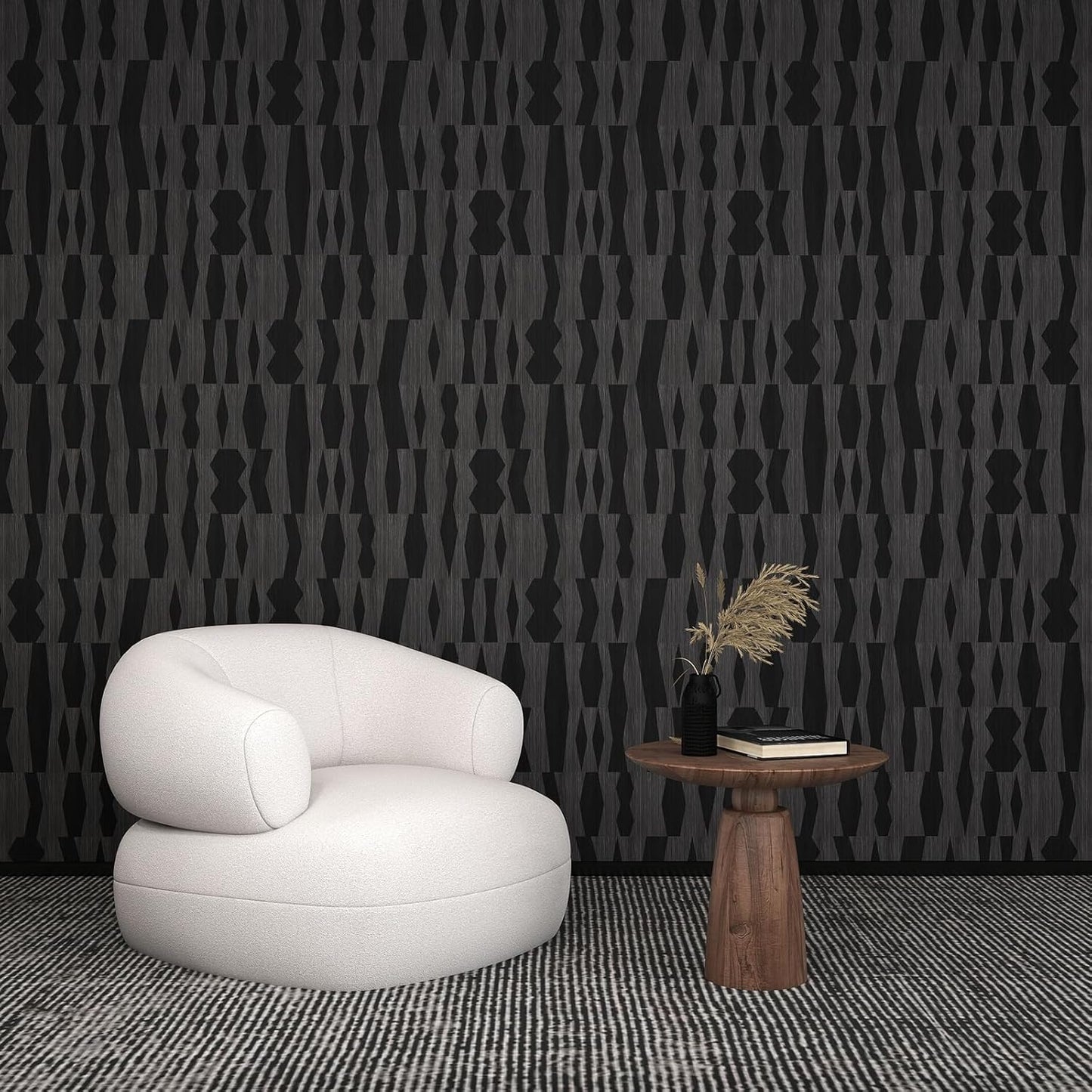 Modern Peel and Stick Wallpaper 17.3" x 78.7" Self Adhesive Wallpaper Textured Neutral Stripe Contact Paper Removable Vinyl Wall Paper for Living Room Bedroom Accent Wall Modern Minimalist Wall Decor