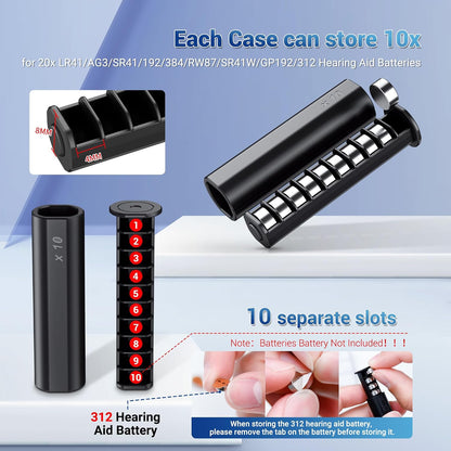 Hard Shell Battery Organizer Holder with Small Battery Tester, IP68 Waterproof Multi 82 Slots Batteries Vault Case for 40 AA & 12 AAA & 12 CR2032 CR2025 & 18 LR44 Button Cell/2 D Size Batteries Case