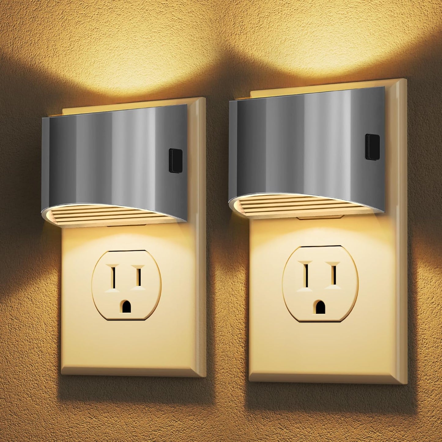 DORESshop LED Night Light[2 Pack], Night Lights Plug into Wall, 3 Level Brightness Adjustable Plug in Night Light, Dusk to Dawn Sensor, Nightlights for Adults, Bedroom, Bathroom, Hallway, 3000K