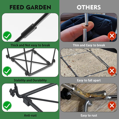 FEED GARDEN Trash Bag Holder, Outdoor Metal Leaf Bag Holder Stand, Garbage Bag Frame Holder for 30-45 Gallon Bags for Leaves, Camping, Yard Weeding, Lawn Party