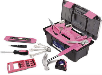 Apollo Tools 53 Piece Household Tool Set Includes Tools and Tool Box with a Selection of Most Needed Tools for Basic DIY Repairs, Maintenance and Crafts - Red