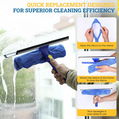 Kleen Handler 12” Replacement Window Cleaning Microfiber Squeegee Sleeves (5 Pack) | Reusable & Washable Glass Cleaning Replacement Scrubber Refill Sleeves