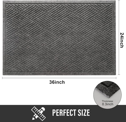 HIYARD Sturdy Front Door Mat, Absorbent Muddy Dirt Resist Welcome Door Mats Outdoor Indoor, Stain and Fade Resistant, Non-Slip Rubber Backing Low Profile Doormat for Entryway, 30×17, Beige