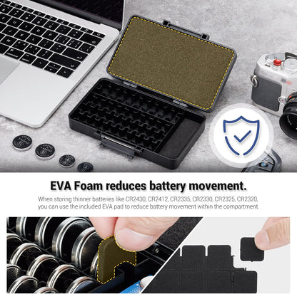 KIWIFOTOS 27 AA + 35 AAA Combo Battery Case Set with Tester | 62 PCS AA AAA Battery storage, Pegboard compatible, Wall Mount Battery Organizer Dispenser, magnetic tester, no‑assembly