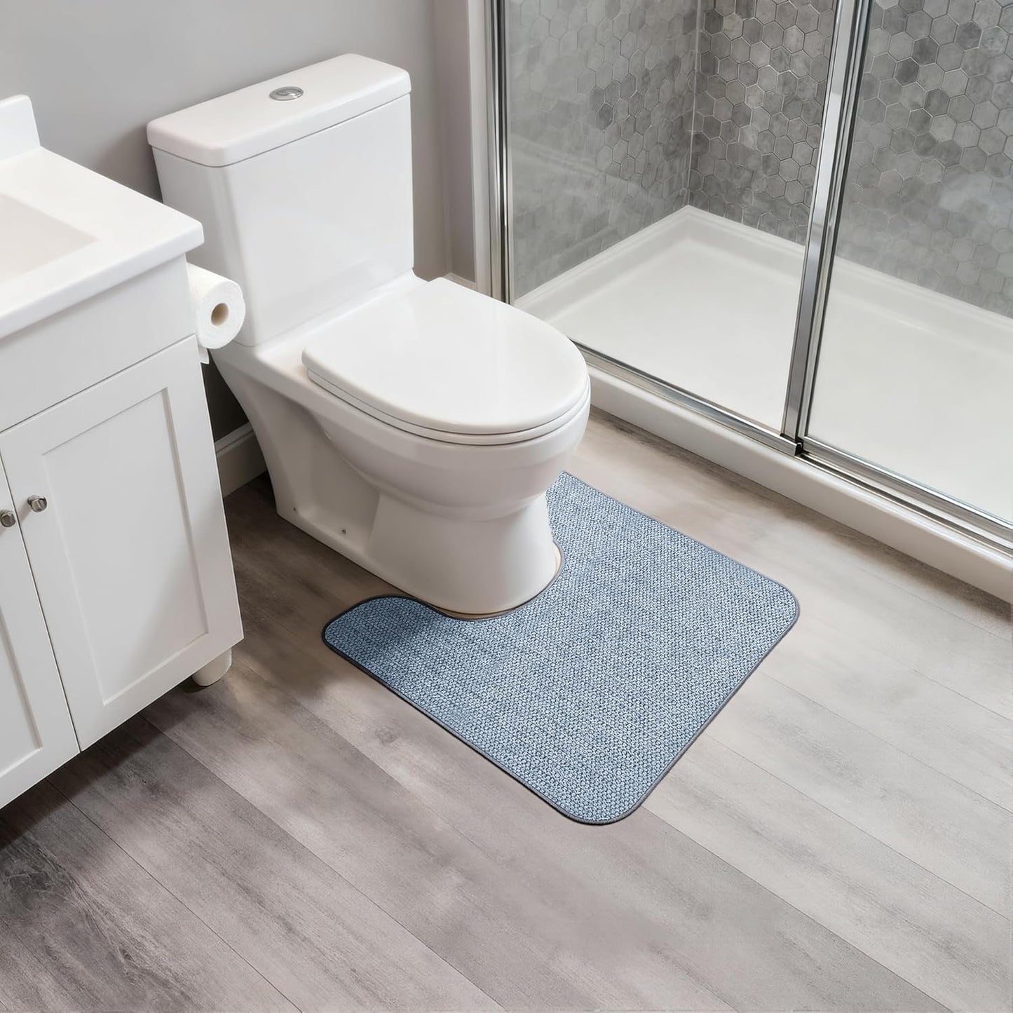 Bath Mat,Ultra Thin Bathroom Rugs,Rubber Bath Mats for Bathroom,No Slip Bath Rugs,Quick Dry,Machine Washable,Low Pile,Absorbent,Shower Outside,Sink,Home Decor Accessories.Grey,1'5"x2'3"(17x27Inch)