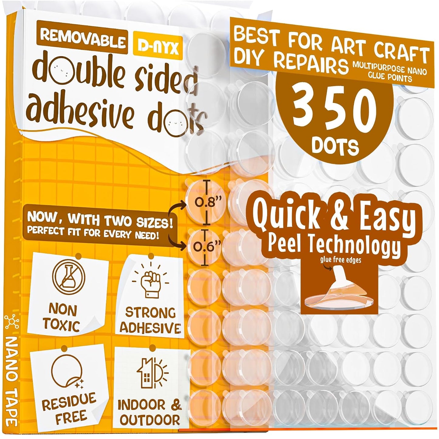 D-NYX Heavy Duty Double Sided Tape - Extra Large Nano Double Sided Adhesive Tape 1.18 inch Wide Removable Wall Tape Sticky Poster Tape Decor Scrapbook Supplies Scrapbookig Strips 9.85ft