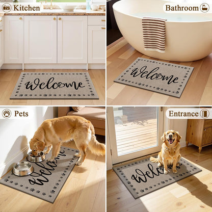 Vaukki Indoor Door Mat 17"x30", Ultra Thin Doormat Indoor Entrance, Non Slip Rubber Backed Inside Welcome Mat for Front Door, Low-Profile Washable Dirt Trapper Entry Floor Mat for Entryway, Sweet Home