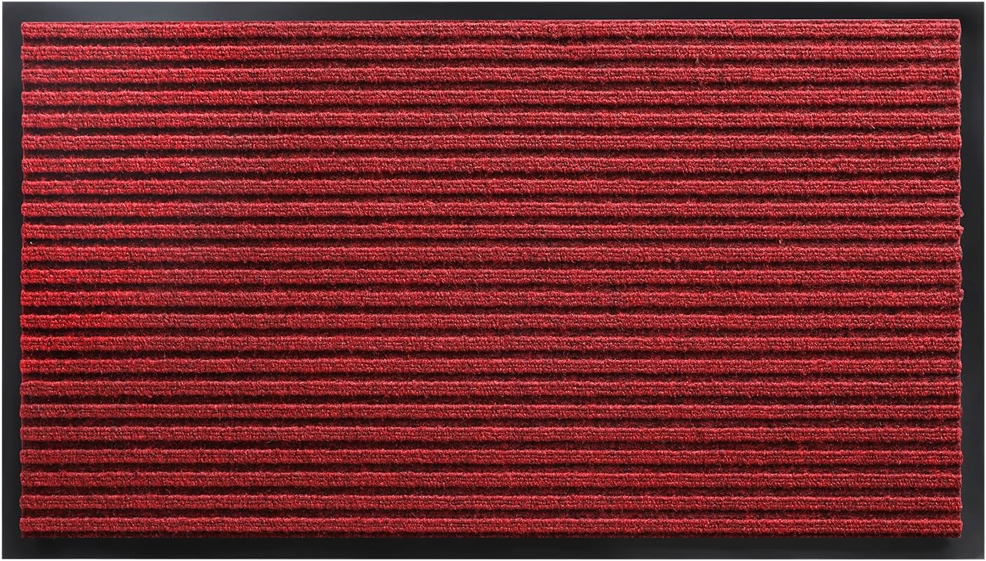 Yimobra Welcome Mat, Heavy Duty Sturdy Door Mats for Home Entrance Outdoor Indoor, Front Doormat for Outside Patio Floor Entry Porch Garage Office, Waterproof, Low Profile, 29.5x17, Black Grey