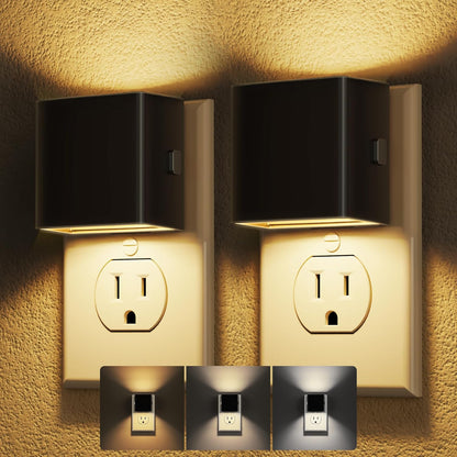 DORESshop LED Motion Sensor Night Light [2 Pack], Plug in Night Light, Dusk to Dawn Night Light Motion Sensor, 3 Level Brightness Adjustable Night Lights for Adults, Bedroom, Bathroom, Hallway, 3000K