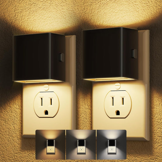 DORESshop LED Motion Sensor Night Light [2 Pack], Plug in Night Light, Dusk to Dawn Night Light Motion Sensor, 3 Level Brightness Adjustable Night Lights for Adults, Bedroom, Bathroom, Hallway, 3000K