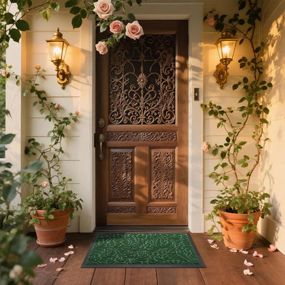 Yimobra Front Door Mat Outside Entrance, Waterproof Sturdy Retro Outdoor Mat, Heavy Duty Non-Slip Doormat for Garage Patio Entryway Indoor, Easy Clean, 29.5x17, Grey