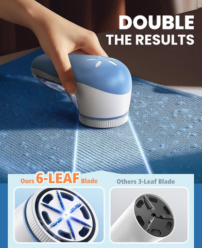 POPCHOSE Fabric Shaver, Lint Shaver for Clothing, Electric Lint Remover with 6-Leaf Blades, Sweater Defuzzer, Clothes Shaver for Couch, Furniture, Blanket, Remove Pilling, USB Rechargeable