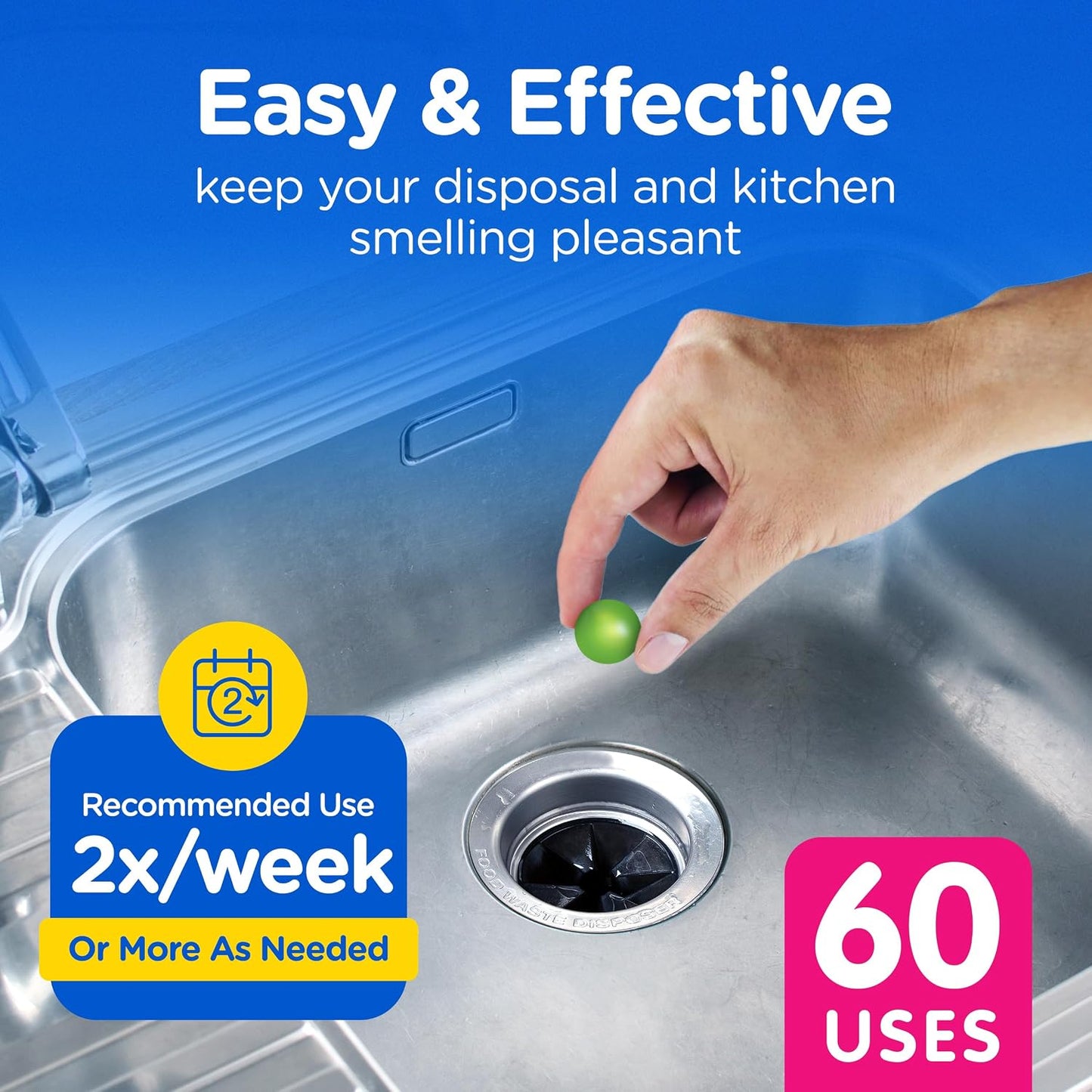 COMPAC HOME Plink Garbage Disposal Cleaner and Deodorizer, Air Fresheners for Garbage Disposal, Lemon Scent, Home Cleaning Products for Kitchen Sink and Clogged Drains, 20 Count (Pack of 1)