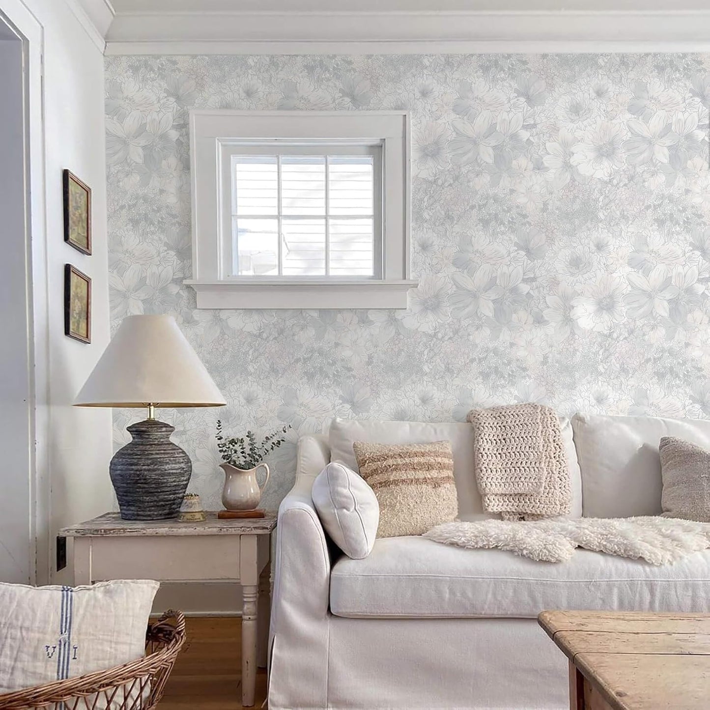 Heroad Peel and Stick Wallpaper Boho Beige Contact Paper Floral Wall Paper Removable Self Adhesive Wallpaper for Cabinet Bedroom Living Room Entryway Walls Bathroom Waterproof Vinyl Roll 17.3''x78.7''